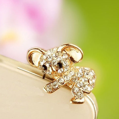 Golden Koala Rhinestone Dustproof Plug