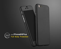 Hard Ultra Thin Cover Phone Case + Tempered Glass