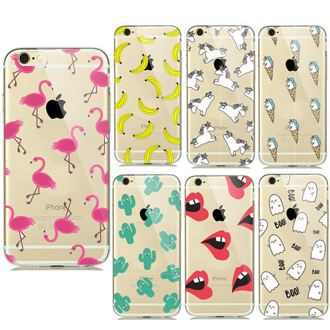 Summer Fruit Banana Unicorn Transparent Silicone Soft TPU Cases