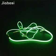 Glow Luminous Light Metal Zipper Earphone